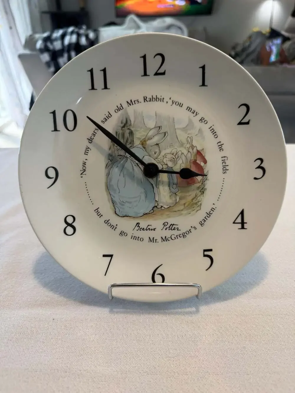 Wedgwood Beatrix Potter Peter Rabbit 'Now, My Dears' Wall Clock WORKS!